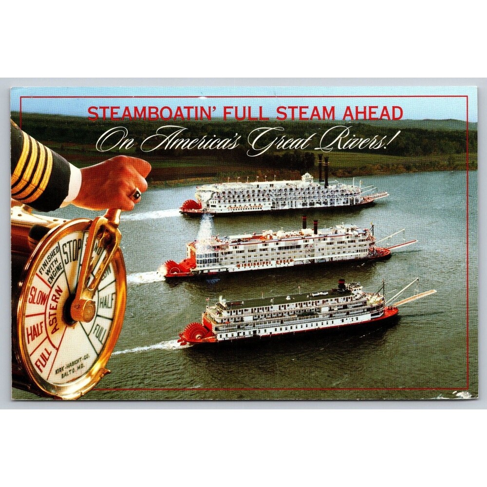 Postcard Advertising Steam Boating on America's Great Rivers Steamboatin' Posted